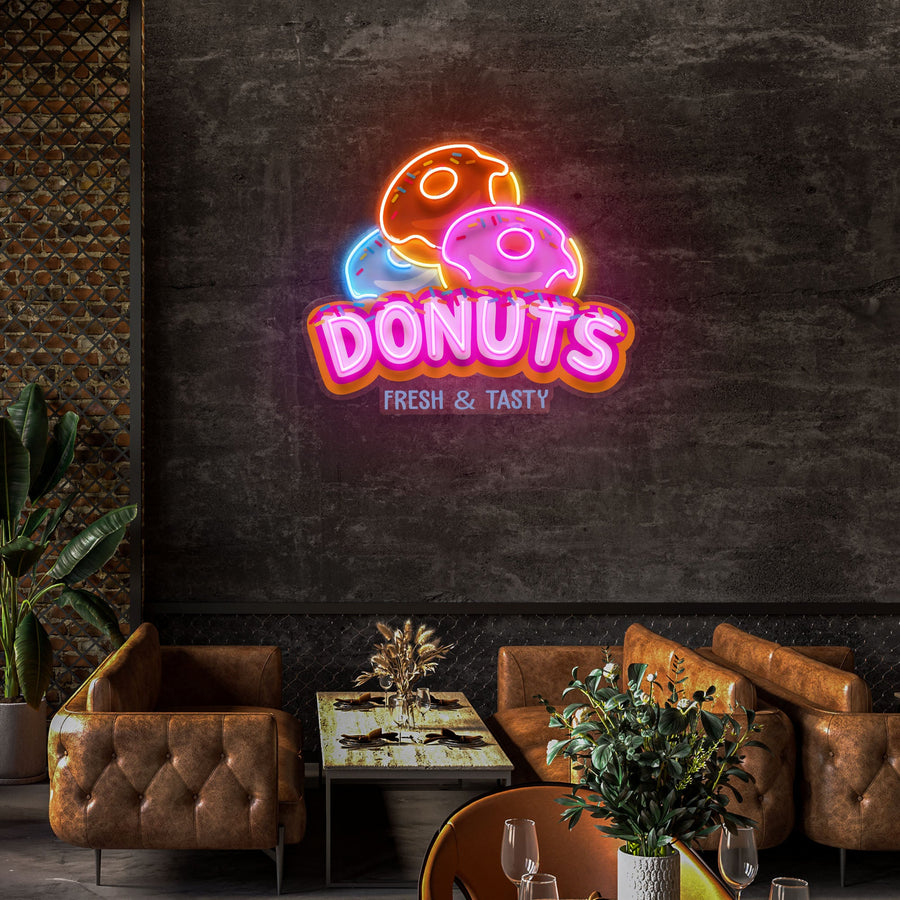 Baby Food Restaurant - Custom Restaurant With Donut Neon Sign